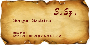 Sorger Szabina névjegykártya